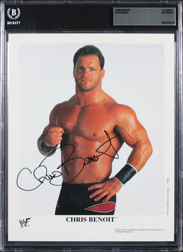 Chris Benoit WWE Authentic Signed 8x10 Promotional Photo Autographed BAS Slabbed
