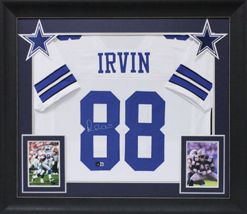 Michael Irvin Authentic Signed White Pro Style Framed Jersey BAS Witnessed 2