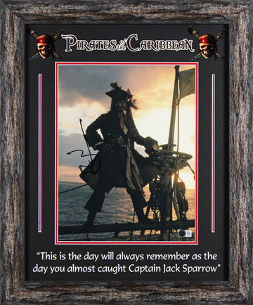 Johnny Depp Pirates Of The Caribbean Signed 11x14 Framed Photo BAS #BM60520