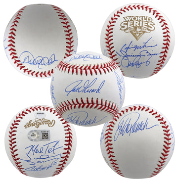 2009 Yankees (9) Jeter Rivera Posada Signed 2009 WS Logo Oml Baseball Steiner 1