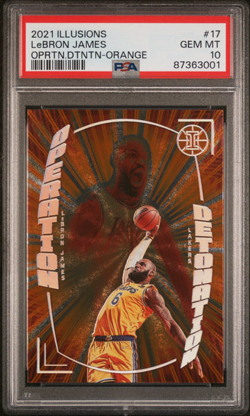 2021 Illusions Basketball - LeBron James - OPERATION DETONATION Orange - #17 - PSA Graded Card