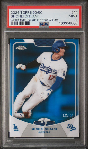 2024 Topps - Shohei Ohtani 50/50 - SB #7 - Blue Refractor - Limited to /150 - #14 - PSA Graded Card